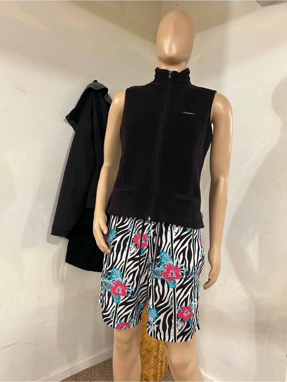 Society SurfSociety Swimwear Zebra Black with Pink & Teal Floral Accent